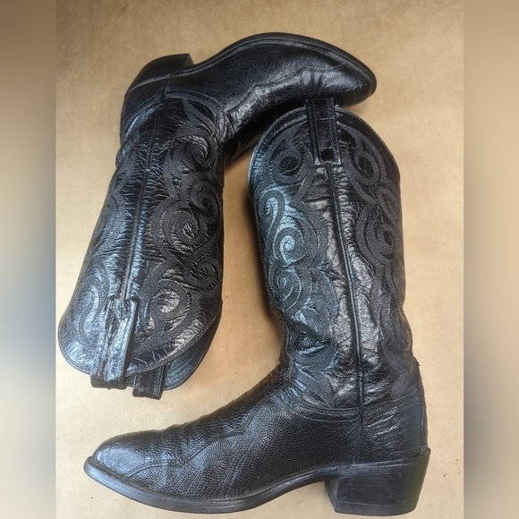 Dan Post boots men's size 7D black Exotic Full Ostrich Leg Western cowbo… - Picture 7 of 11